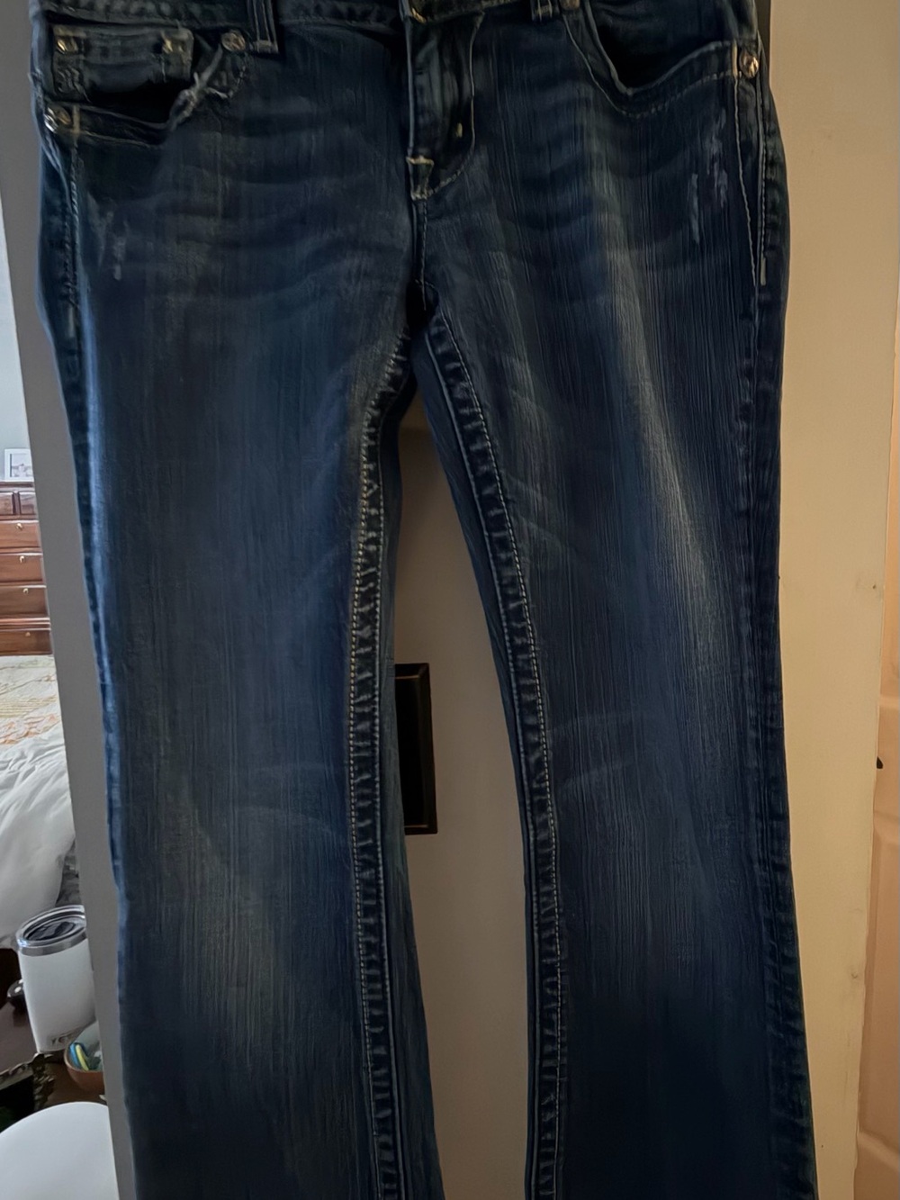 Miss Me Angel Wing Rhinestone Bootcut Jeans Size 30 Y2K Western